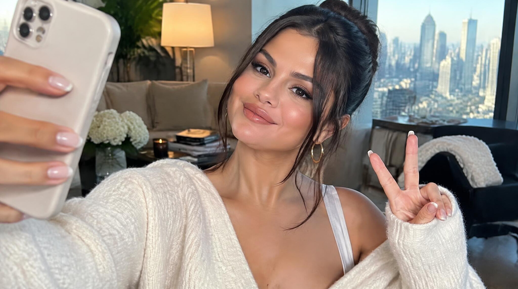 celebrity influencer posing on phone