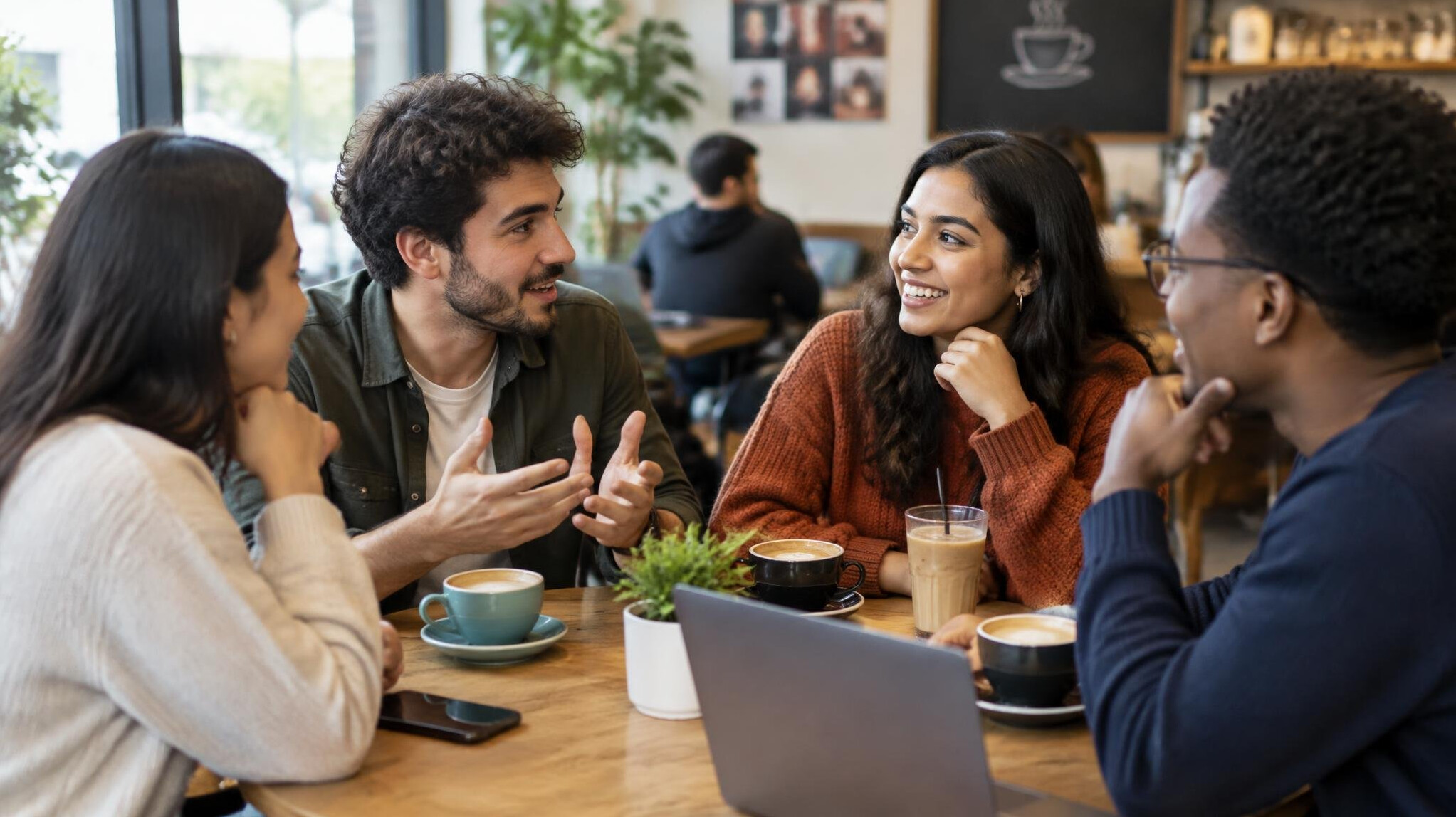 group of friends chatting